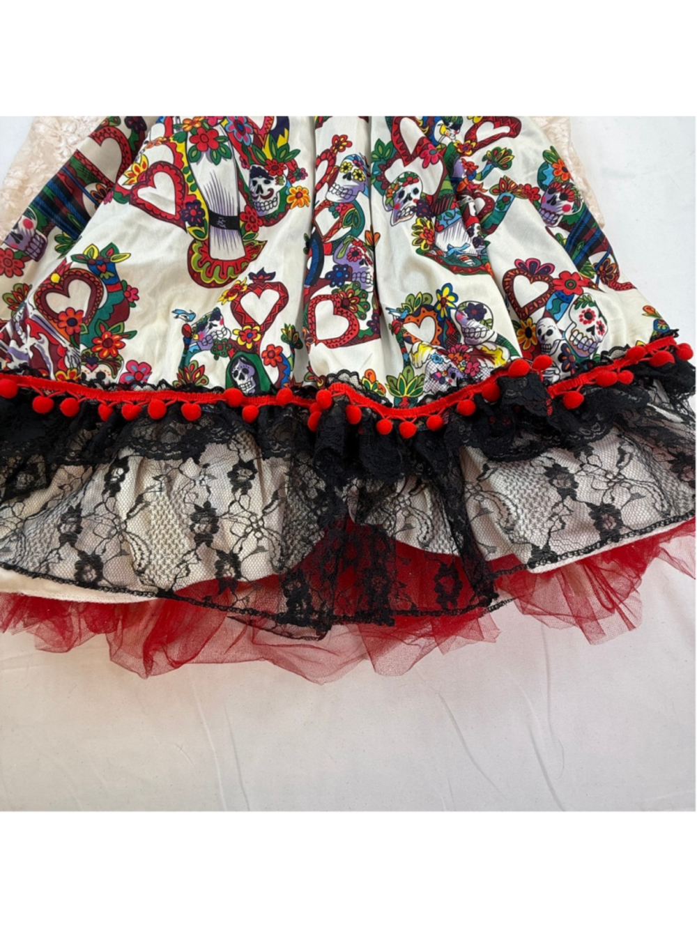 Spirit Day of the Dead Sugar Skull Lace Costume Dress Womens XL Halloween Gothic - Picture 12 of 14